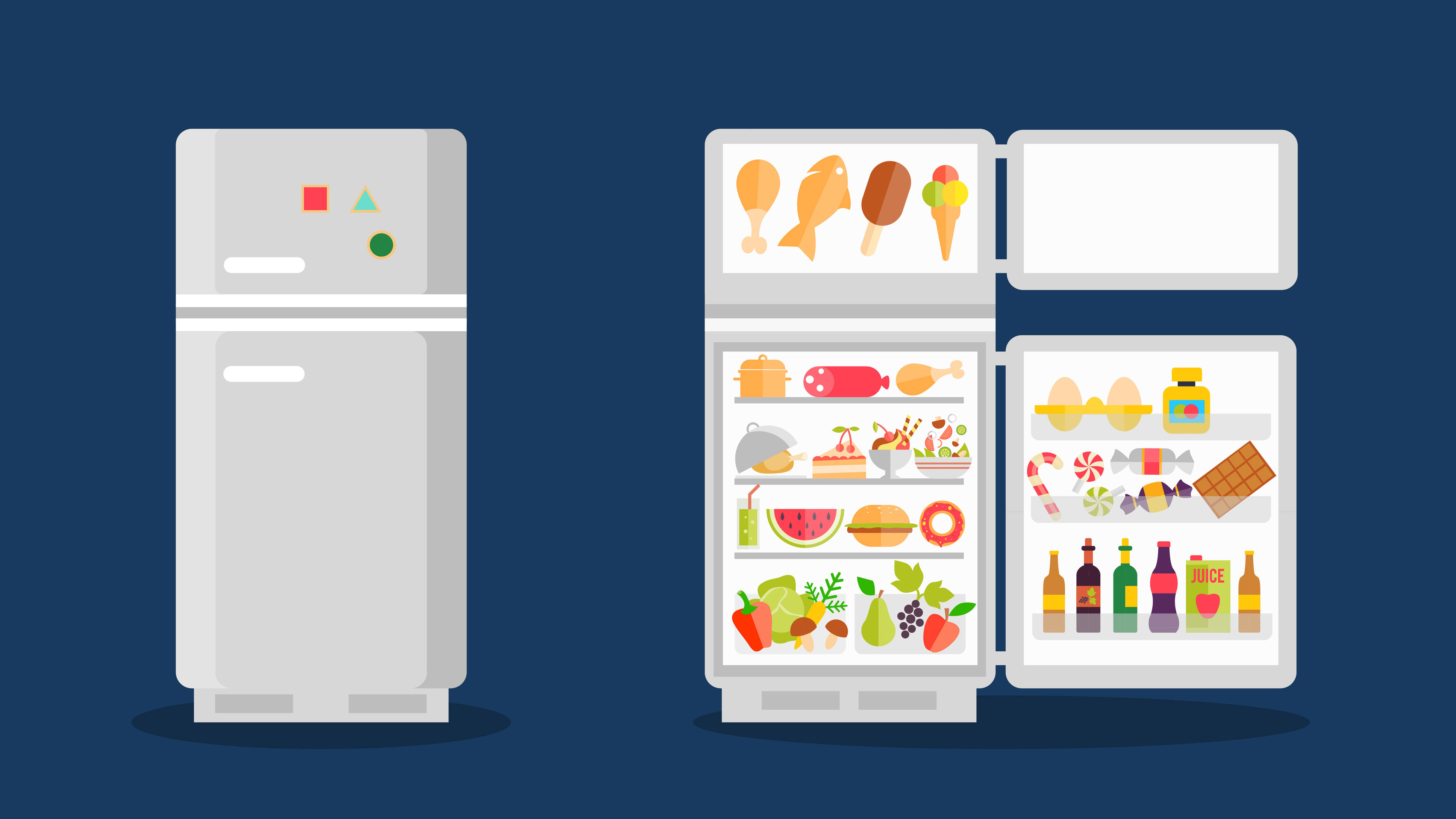 Аппликация холодильник с продуктами