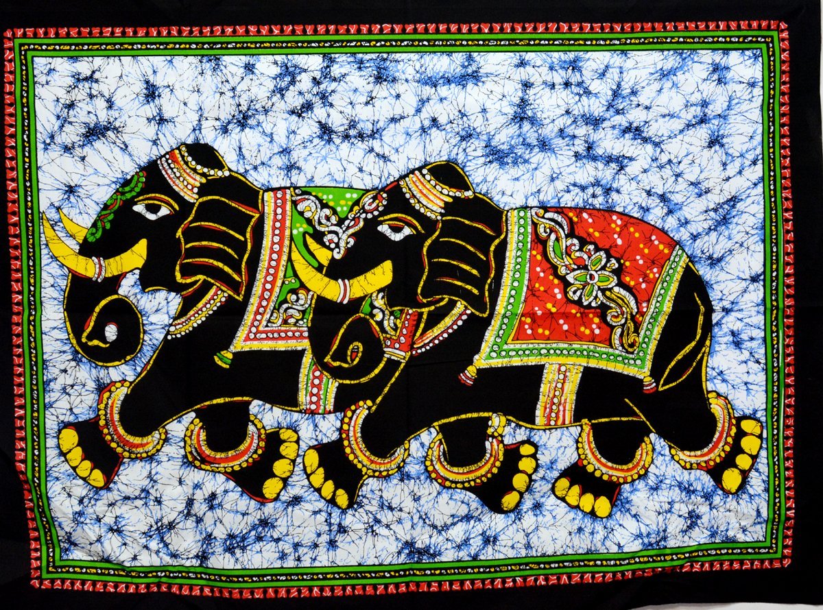 Традиционный батик Индии слоны