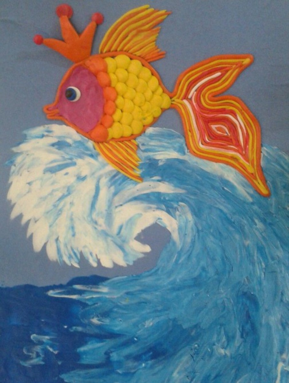 Пластилинография Золотая рыбка