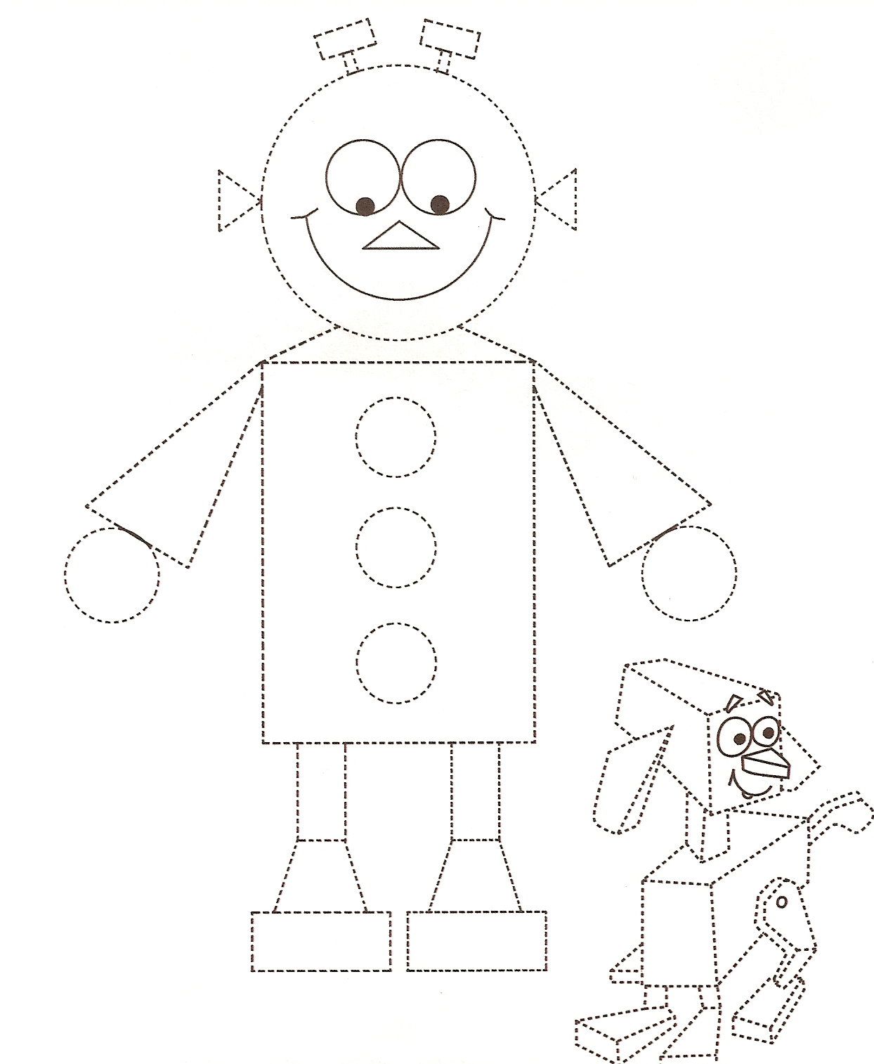 Робот из геометрических фигур для детей аппликация