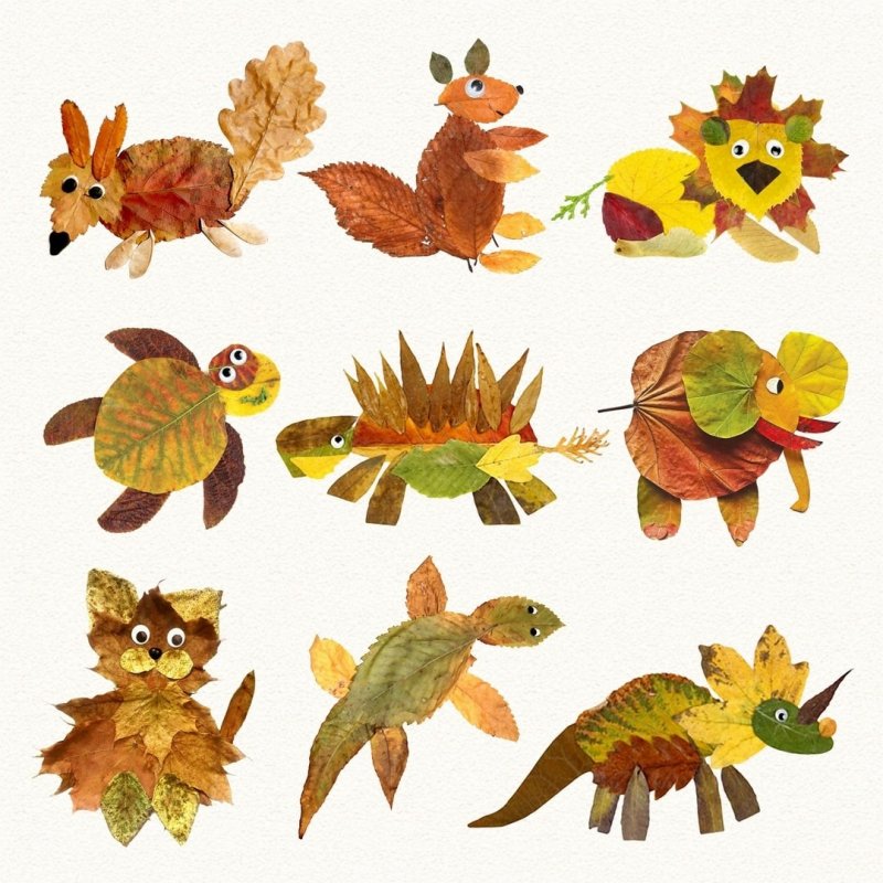 Фигурки из осенних листьев