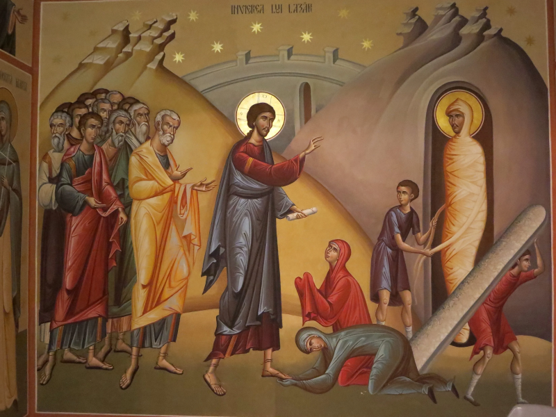 Византийская икона праздник Воскрешение Лазаря