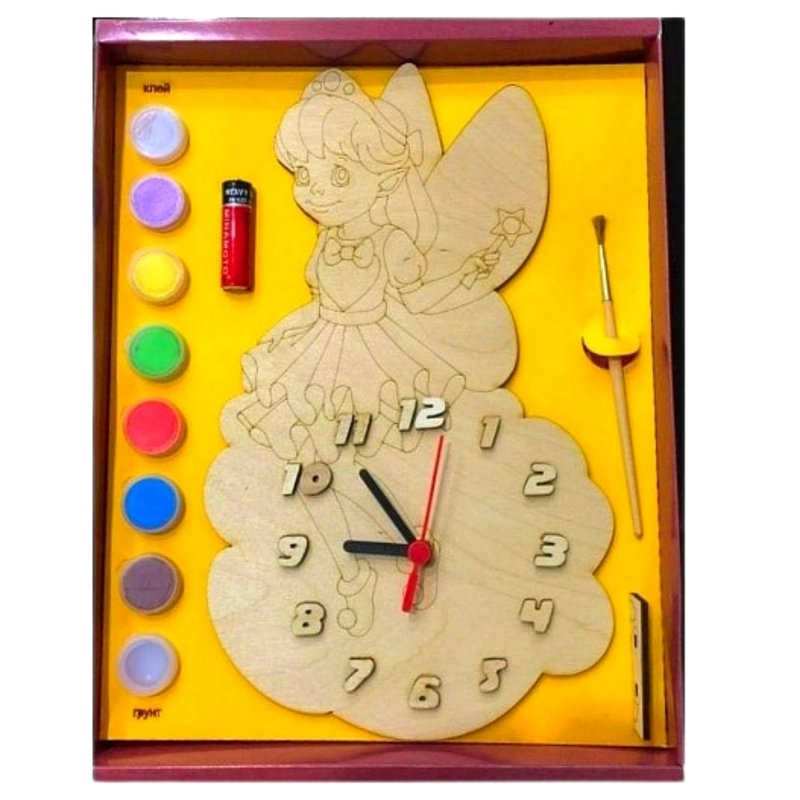 Часы с циферблатом под роспись "Фея" с красками арт.дни 7815 /20