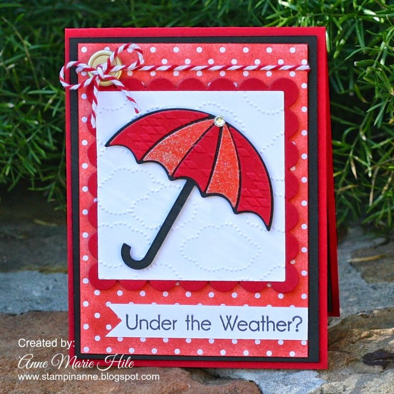 Скрапбукинг открытка с зонтиком