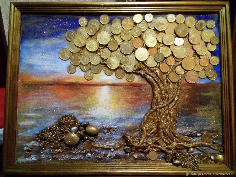 Панно денежное дерево из монет
