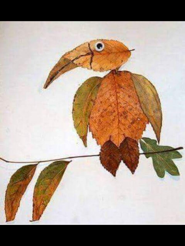 Птицы из сухих листьев