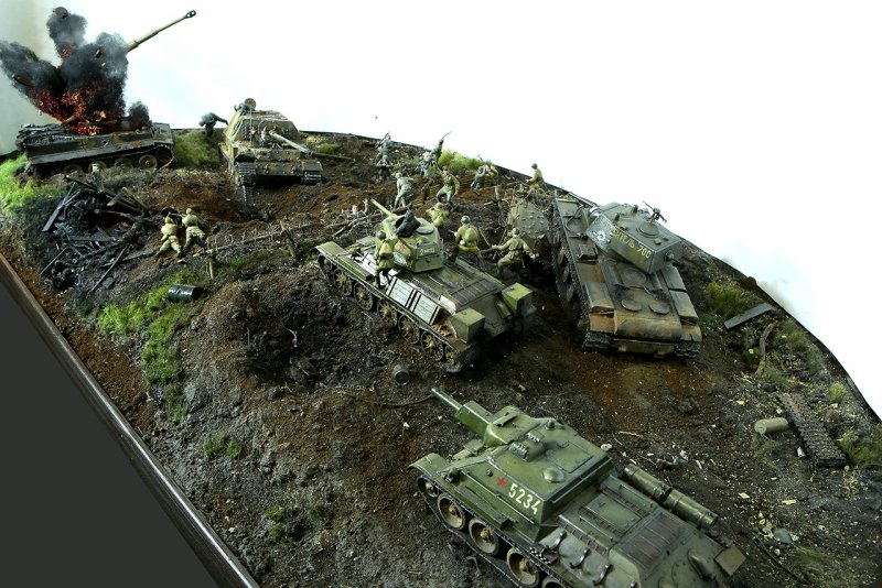 Диорама танковый бой Курская битва