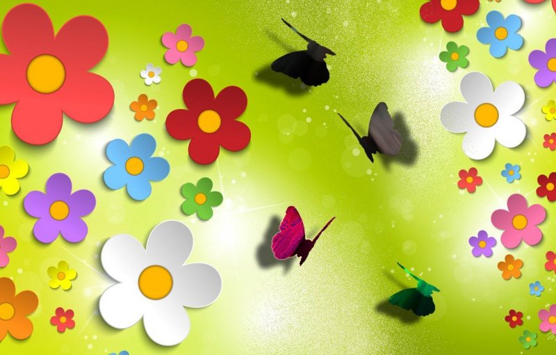 Аппликации с бабочками и цветами