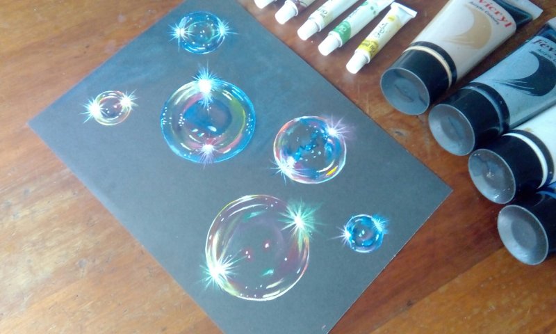 Мыльные пузыри акриловыми красками