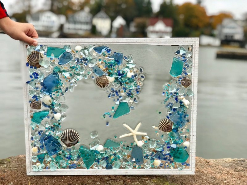 Картина море из морских стеклышек