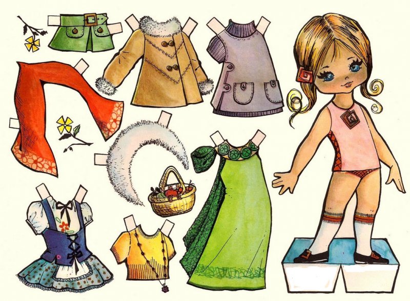 Весенняя одежда для бумажной куклы