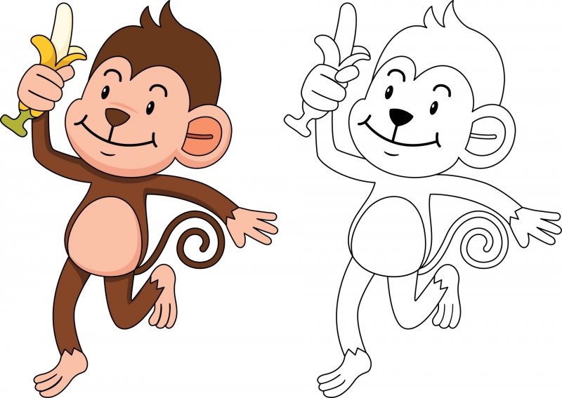 Цирковая обезьянка раскраска
