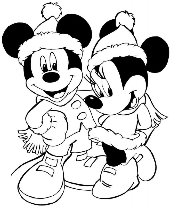 Раскраски Микки Маус и его друзья новогодние раскраски