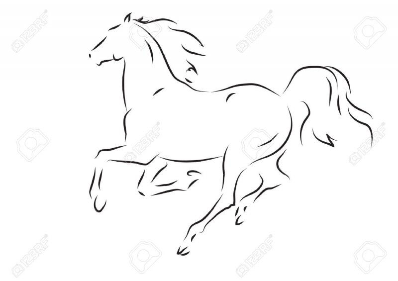 Силуэт лошади рисунок карандашом