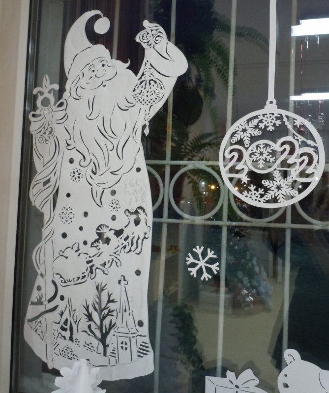 Трафареты на окна новогодние композиции