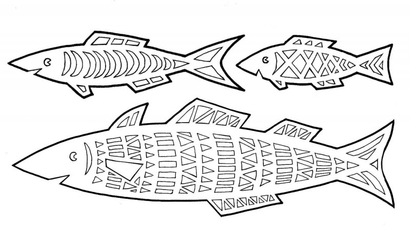 Трафарет рыбы для вырезания из бумаги