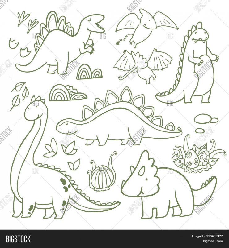 Динозавры для вырезания из бумаги