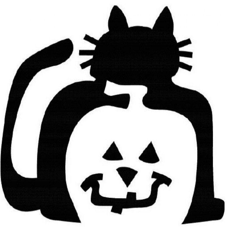 Трафарет для тыквы на Хэллоуин кошка