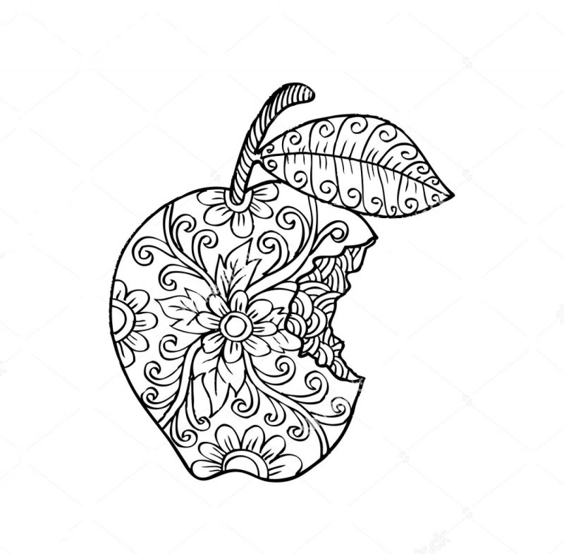Раскраска антистресс яблоко