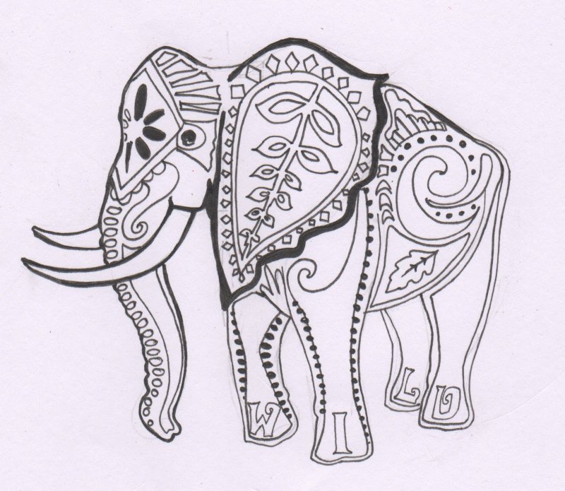 Индийские узоры слон