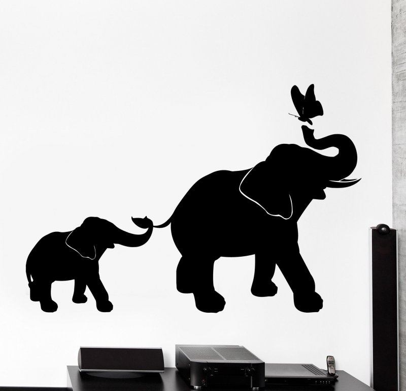 Трафарет слонов на стену
