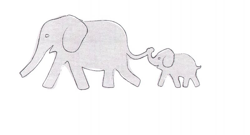 Трафарет слон со слоненком