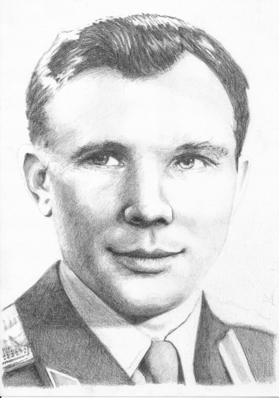 Портрет Гагарина в скафандре