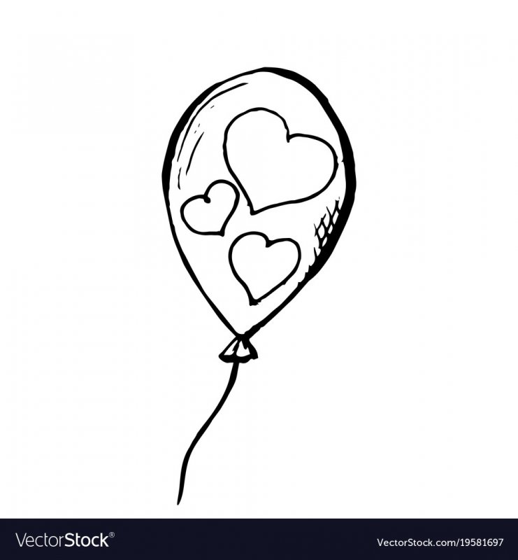 Воздушный шар с сердцем трафарет