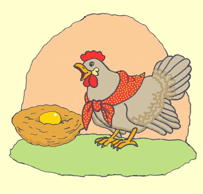 Курочка Ряба с пасхальными яйцами