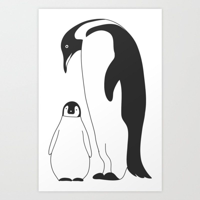 Рисование семья пингвинов