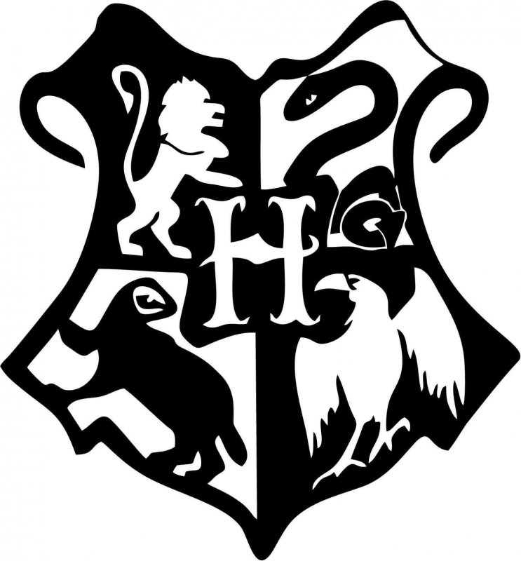 Чёрно белый герб Хогвартса