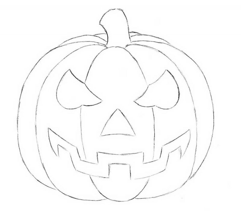 Тыква на Хэллоуин рисунок карандашом