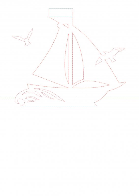 Кораблик в технике киригами