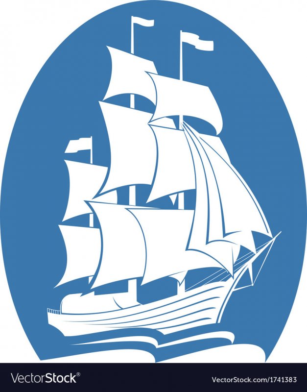 Эмблема корабль с парусами