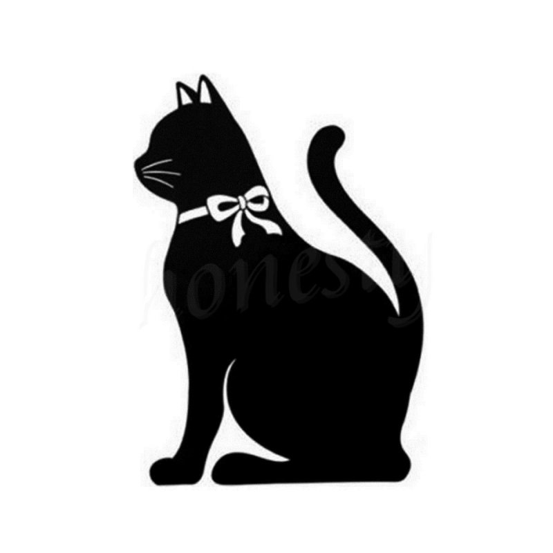Силуэт кошки черно белый