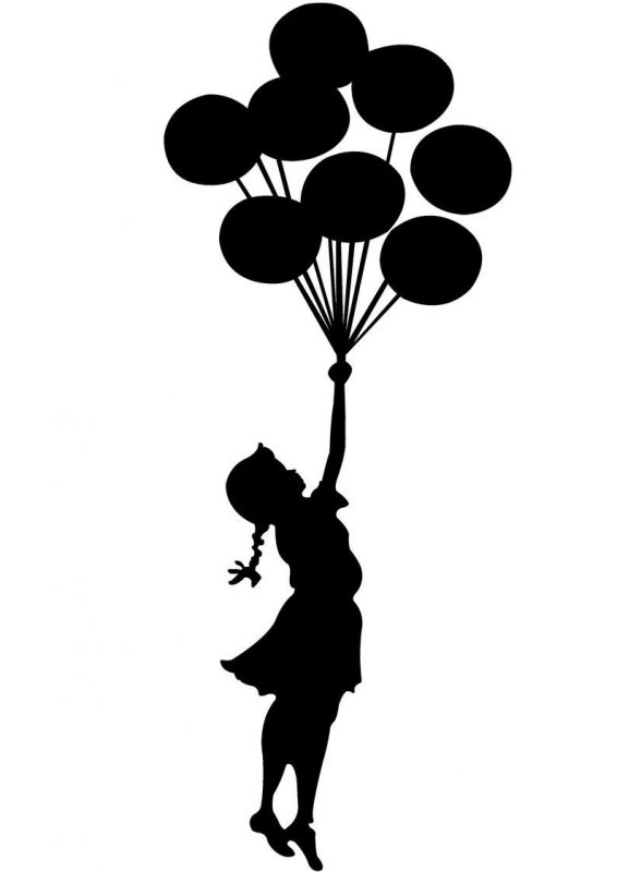 Черно-белая картина воздушные шары