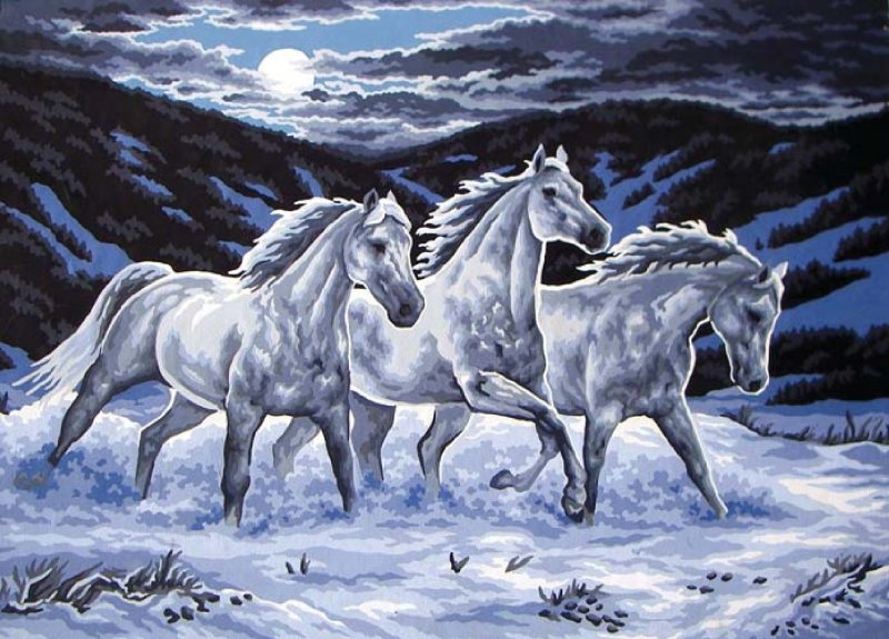 Гирлянда снег зима лошадь