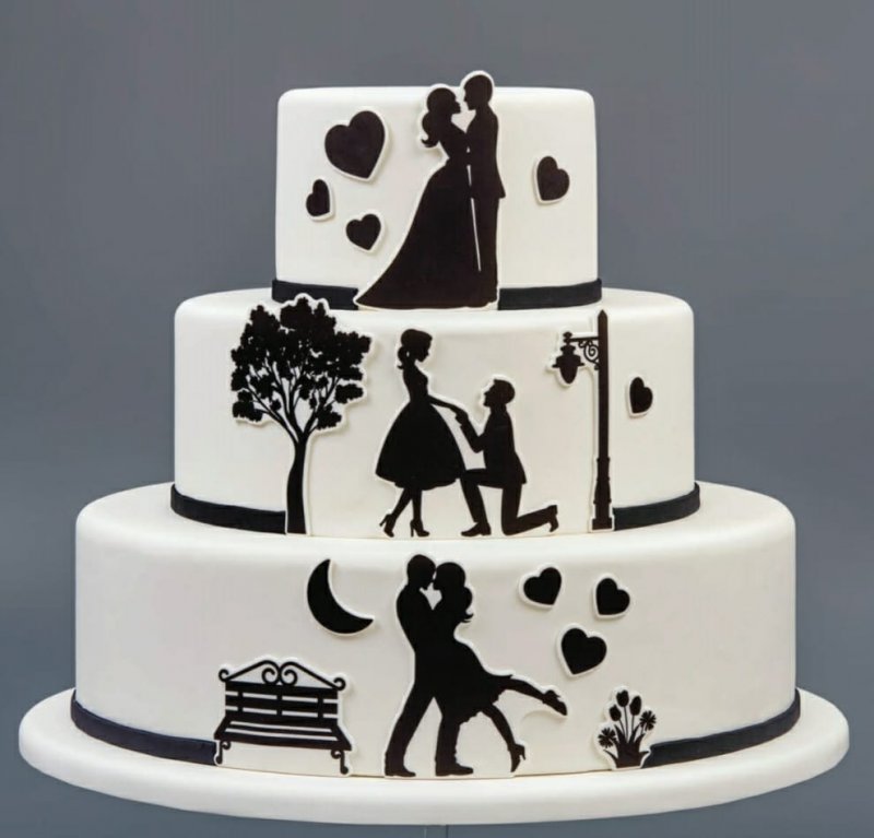Свадебный торт с силуэтами