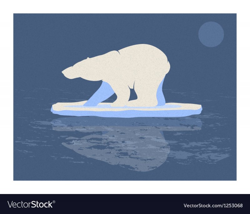 Трафарет белый медведь на льдине
