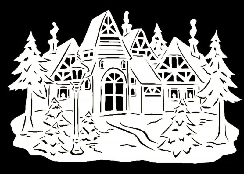 Вытынанки домик в лесу
