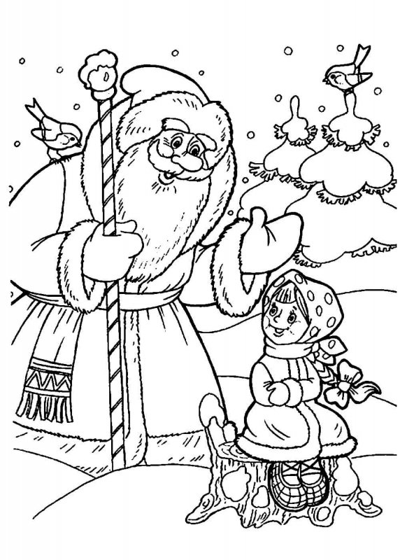 Рисование с детьми в детском саду по сказке Морозко