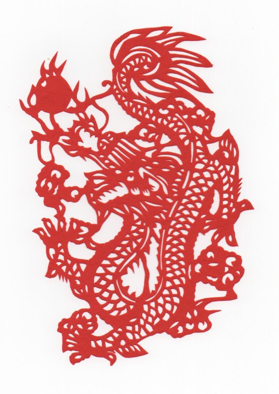 Орнамент дракон Китай Papercut
