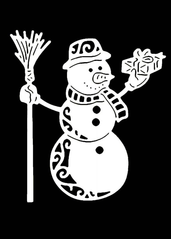 Снеговик трафарет для вырезания