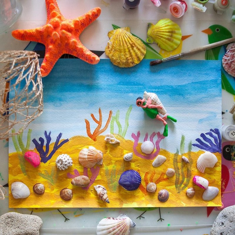 Пластилинография для детей Морское дно