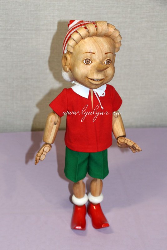Деревянная шарнирная кукла Буратино