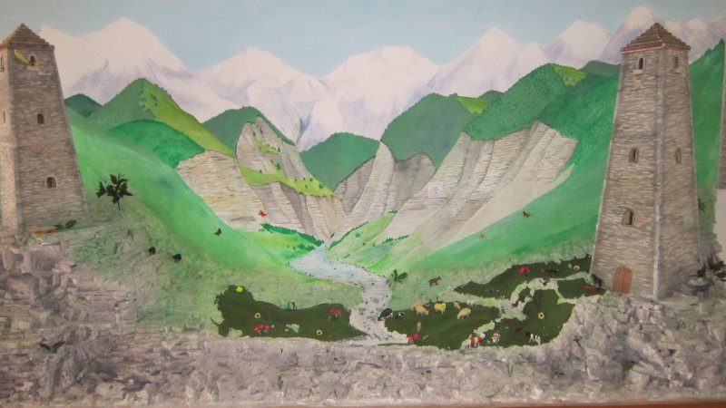 Горы Осетии рисование для детей