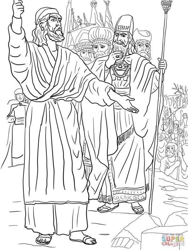 Илия и пророки Ваала раскраска