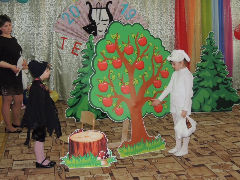 Декорации к сказке мешок яблок в детском саду