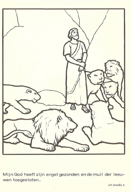 Раскраска Даниил в львином рве для детей