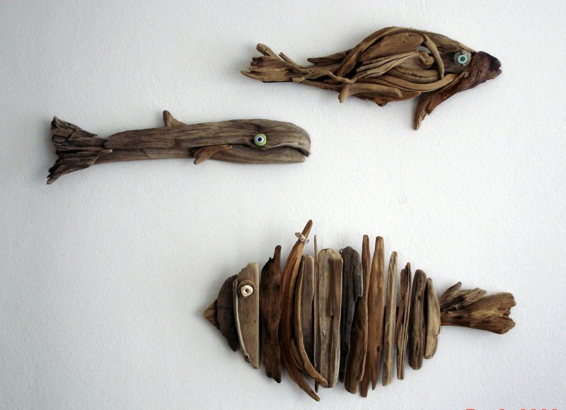 Деревянные рыбки декор